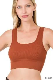 Ribbed Square Neck Brami Rust