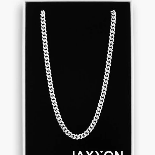 Men JAXXON Cuban Link 5mm Silver Chain