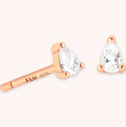 Astrid & Miyu 18K Rose Gold Plated Silver Pear Studs