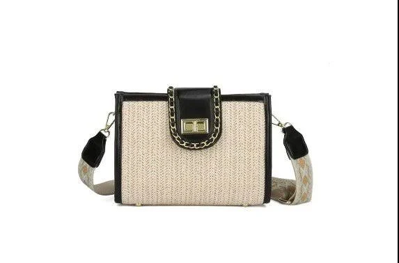 HZ-605 Straw Crossbody Bag with Webbing
