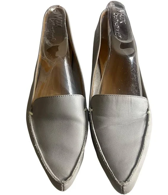 J. Crew Edie Leather Loafer Women’s 7.5 Gray Pointed Toe Comfort Flats