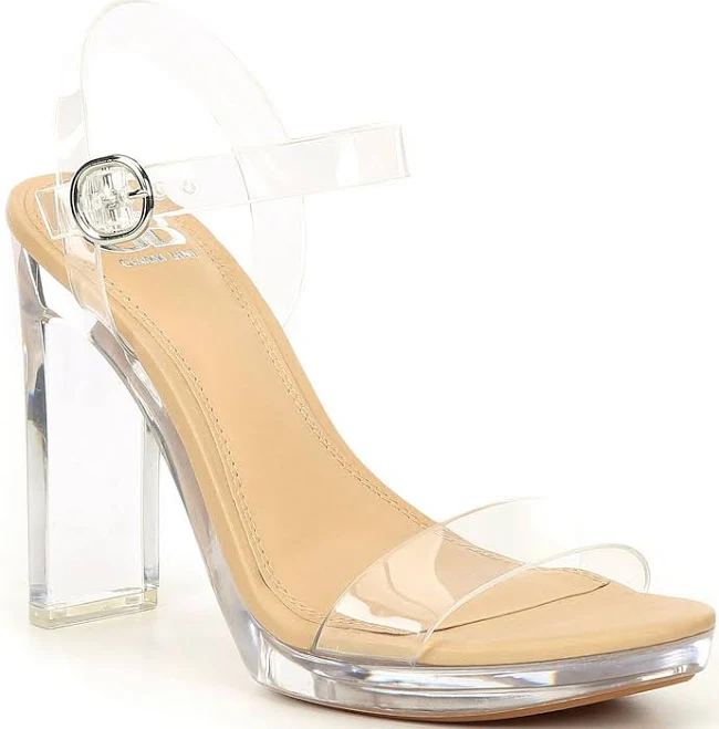 GB 2-Koool Lucite Heel Platform Dress Sandals