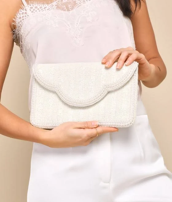 Lulus Pearl Beaded Clutch