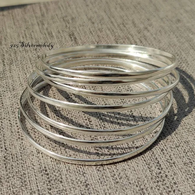 Sterling Silver Boho Stacking Bangle Set