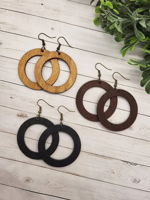 Handmade Wood Hoop Earrings