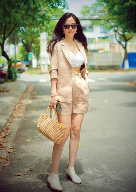 Women's High-Waisted Pleated Linen Two Piece Set