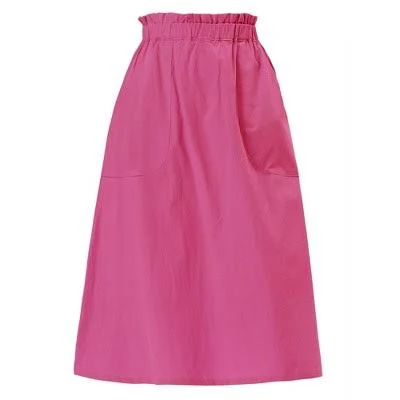 Inspire Chic Women's Casual Elastic Waist Peasant A-Line Skirt with Pocket