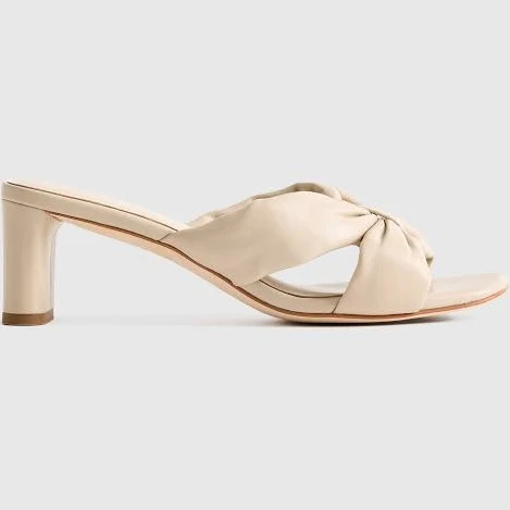 Quince Women's Italian Leather Twist Mid Heel Mule