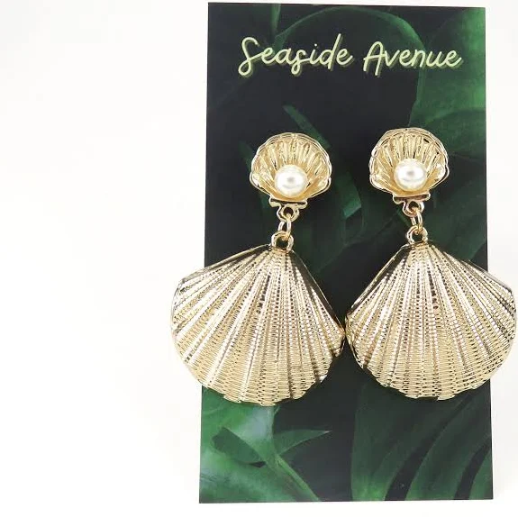 Beach Style Sea Shell Pearl Earrings