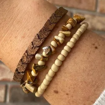 Earthy Stone Stacked Bracelet
