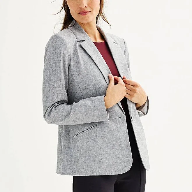 Women's Nine West Classic Single Button Blazer, Size: Large, Heather Gray