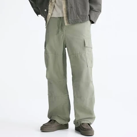 H&M Men's Relaxed-Fit Cotton Cargo Pants