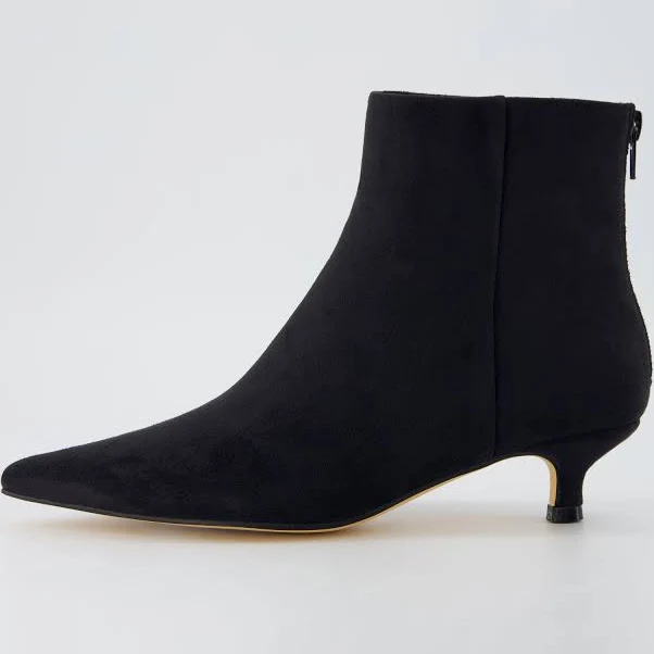 Cushionaire Barbi Women's Kitten Heel Dress Bootie Soft Vegan Leather, Memory Foam Padded Insoles and Back Zipper