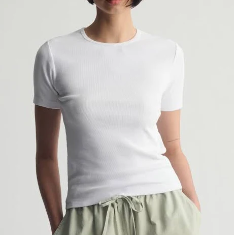Brooklyn Industries Women's Ribbed Fitted Stretch Cotton T-Shirt