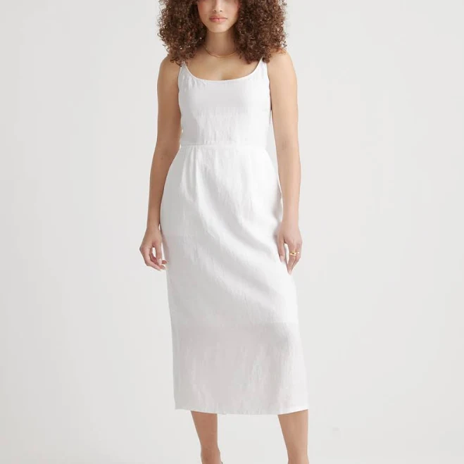 Quince Women's European Linen Scoop Neck Midi Dress