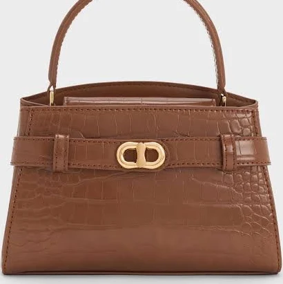 Charles & Keith Aubrielle Croc-effect Top Handle Bag