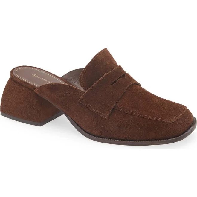 Chocolat Blu Delilah Block Heel Suede Mules