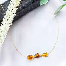 14K Gold-Plated Natural Amber Pendant Necklace