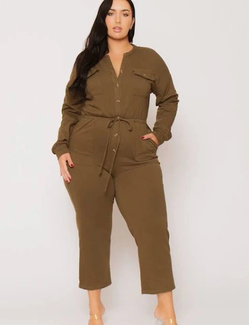 Curvy Sense Plus Size Cathy Cargo Jumpsuit