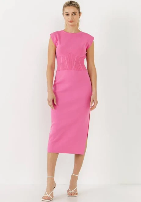 Endless Rose Side Slit Detailed Knit Midi Skirt