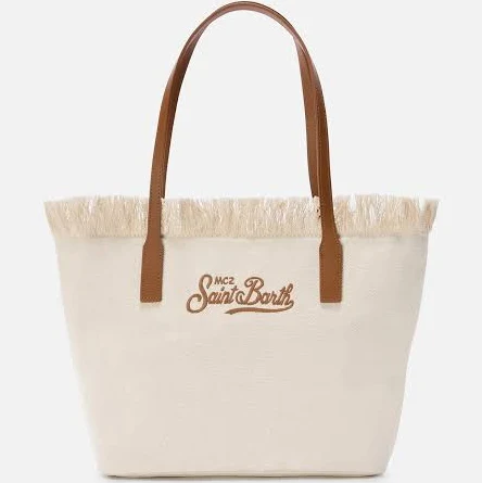 Mc2 Saint Barth Women's City Medium Fringe Canvas Tote Bag