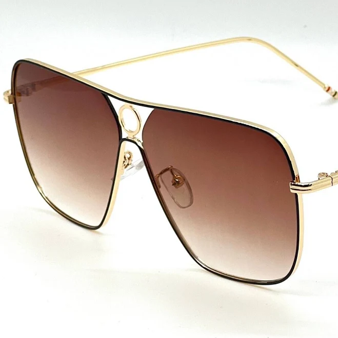 Aviator Sunglasses Gold Frame Brown Lens Fashion Pilot Sun Glasses