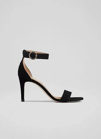 LK Bennett Black Suede Ivy Single Strap Sandals Women's US