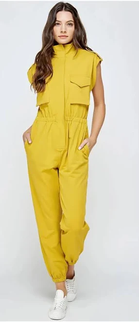 Kyra Sleeveless Utility Jumpsuit with Pockets