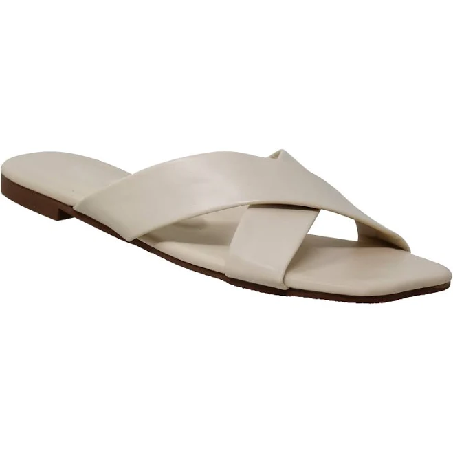Square Toe Crossband Slide Sandals