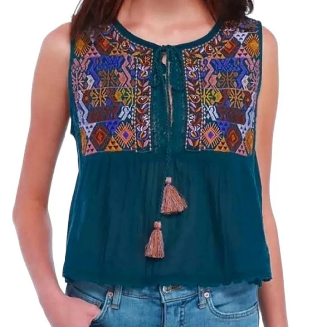 Sleeveless structured knit tank top with a square neckline