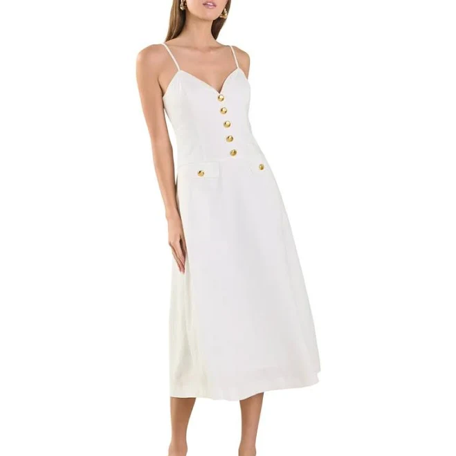 Endless Rose Women's Linen Buttoned Midi Dress