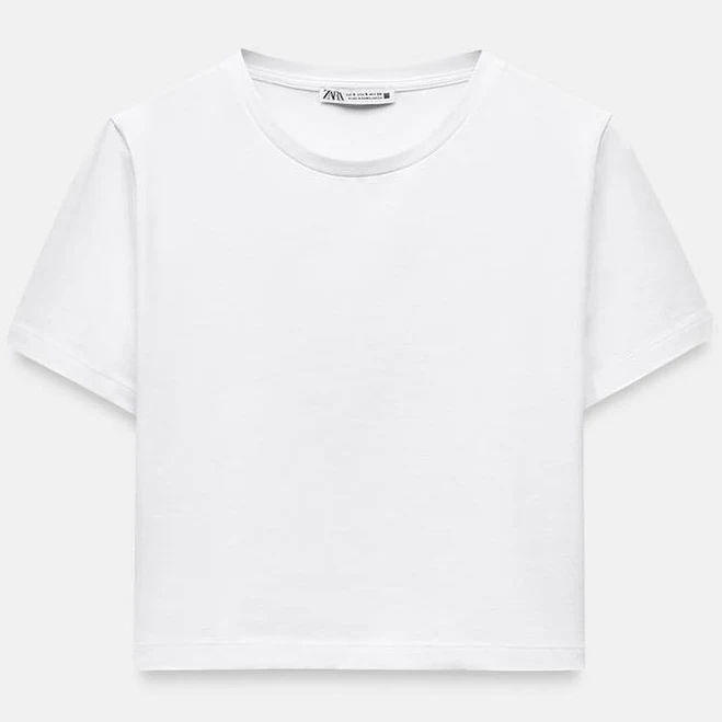 Zara Women's Cropped Short Sleeve Top