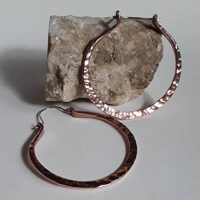 Hammered Copper Hoop Earrings