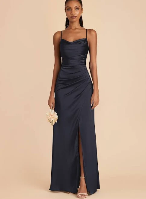 BIRDY GREY Navy Bridesmaid Dress Matte Satin