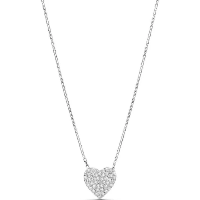 SHYMI .925 Sterling Silver Mini Pavé Heart Pendant Necklace