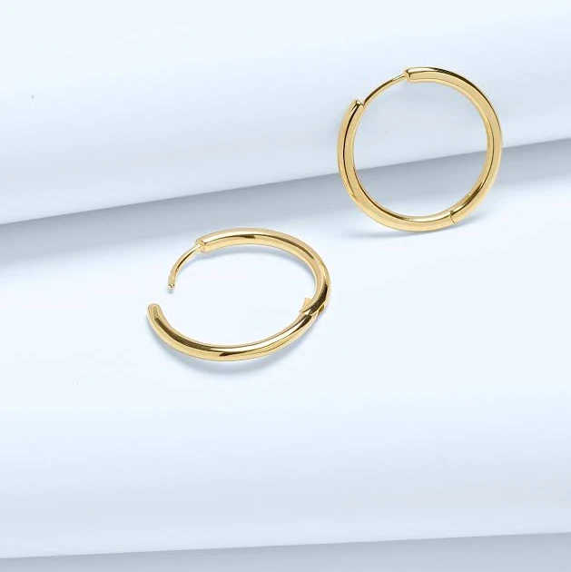 Madewell Demi-Fine Medium Hoop Earrings in 14K Gold