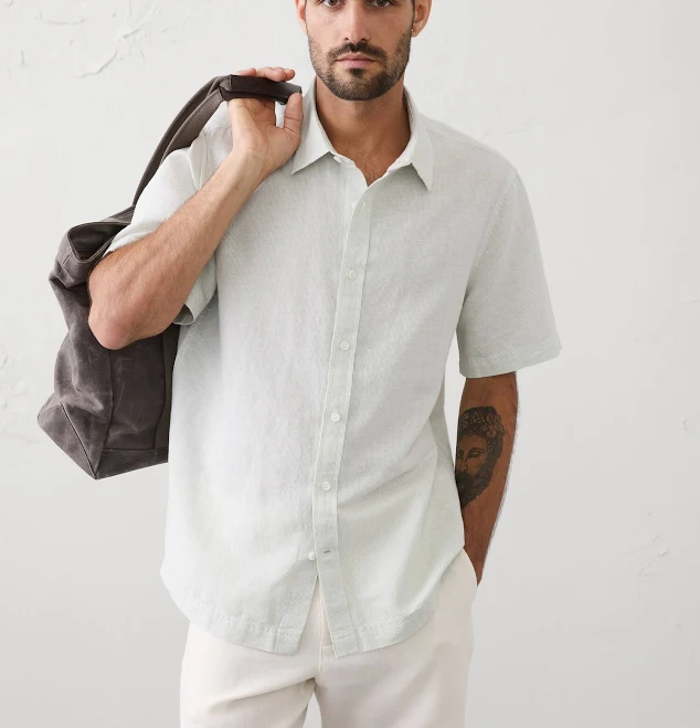 Men's Standard-Fit Linen-Blend Shirt