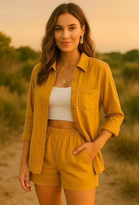 Pure Linen Boho Two Piece Outfit