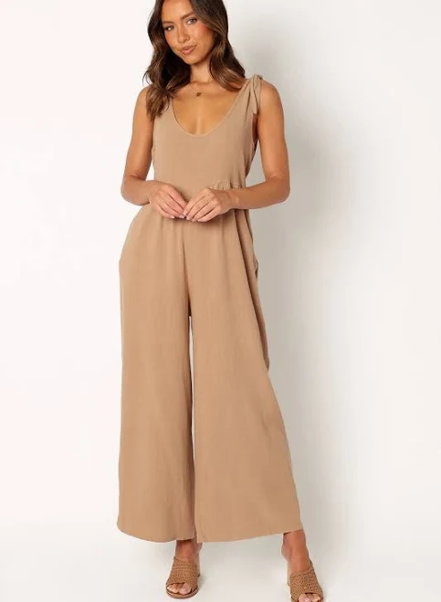 Petal & Pup Women's Ayla Tie Shoulder Linen Jumpsuit