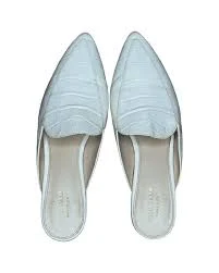 COLE HAAN Grand Os White Ivory Leather Mule Flats, Size 7