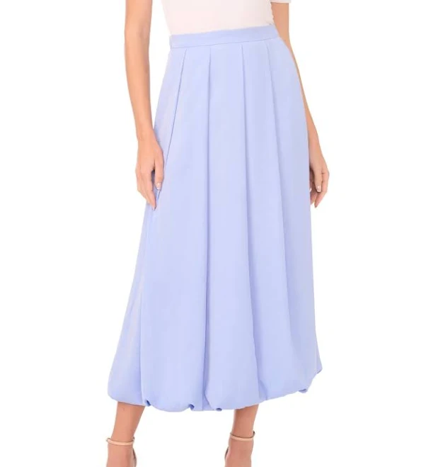 Vince Camuto Women's Pleated Bubble Hem Midi Skirt
