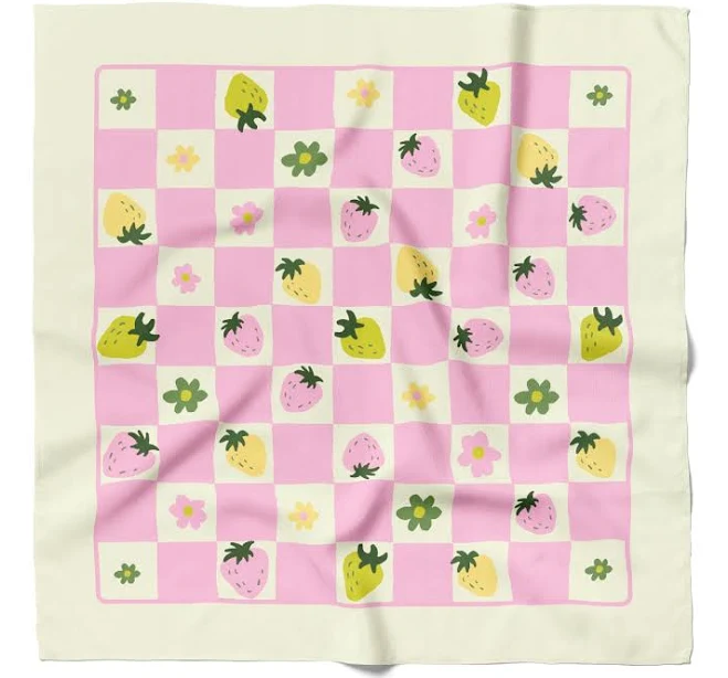 Centinelle Women's Strawberry Checkers Cotton Silk Bandana