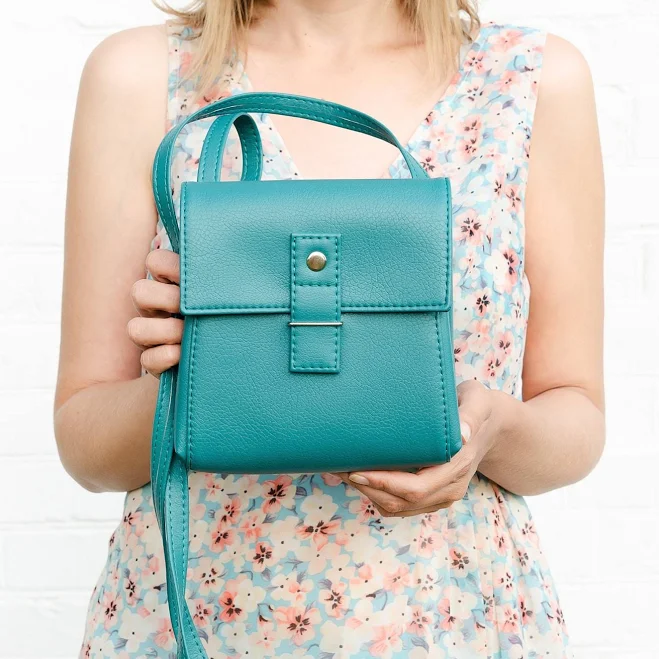Vegan Leather Mini Square Crossbody Bag