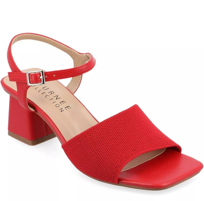 Journee Collection Wide Width Evylinn Sandal | Women's | Red | Size 11 | Sandals | Block