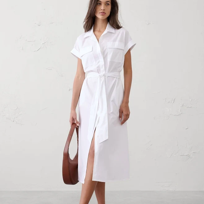 Poplin Utility Midi Shirtdress