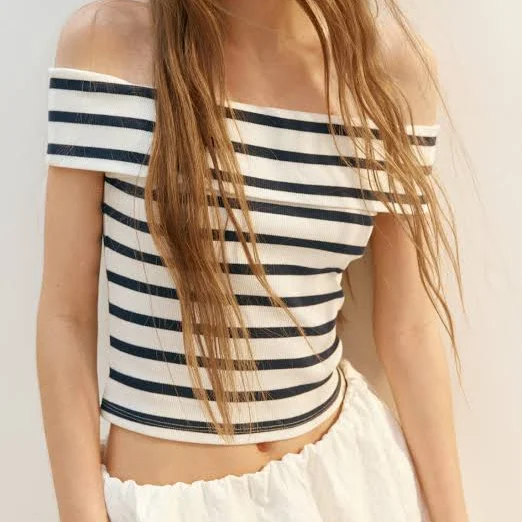 H&M Ladies Off-The-Shoulder Ribbed Top