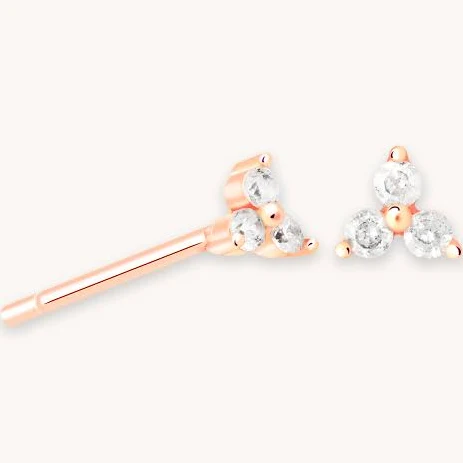Astrid & Miyu Rose Gold Triple Crystal Stud Earrings