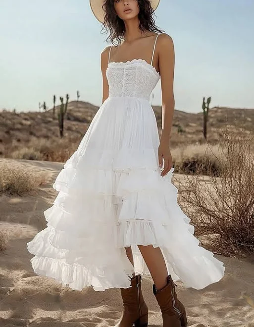 Berylove Women's A-Line Spaghetti Strap Tiered Maxi Dress