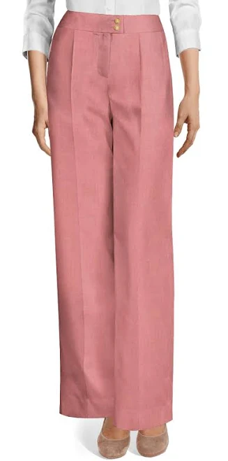 High-Waisted Pleated Linen Wide Leg Pants