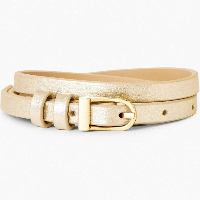 Talbots Women's Slim Metallic Leather Belt